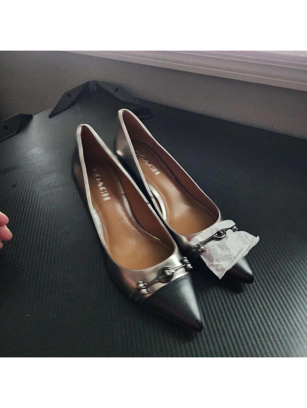 New Coach Unique heels Metallic black gunmetal heels beautiful  39.5 9